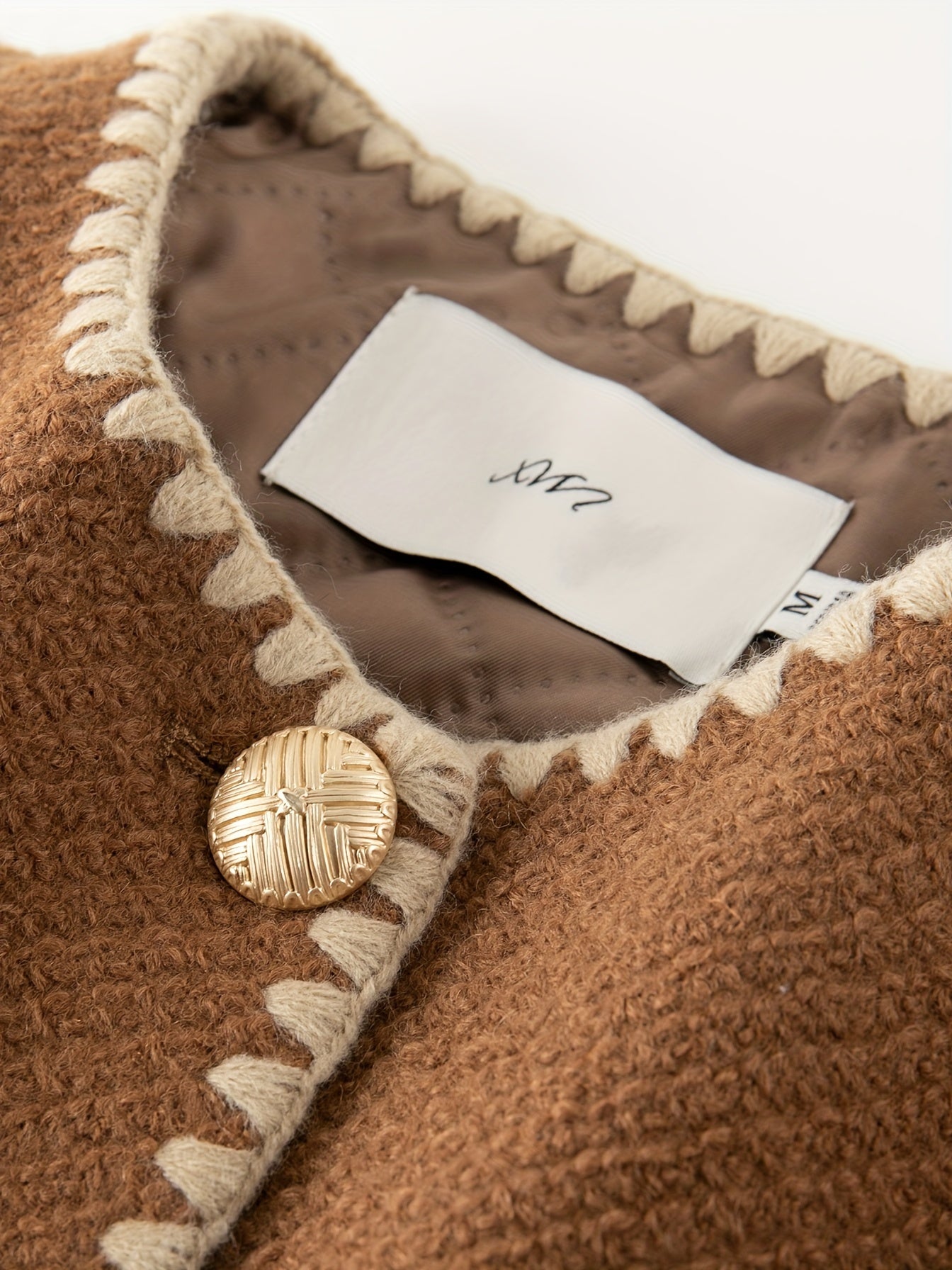 1pc XWI Elegant Polyester Knit Cardigan - Women'S Color Block Long Sleeve Casual Jacket with Contrast Binding, Single Breasted Placket, Non-Stretch Fabric for Fall\u002FWinter Outings