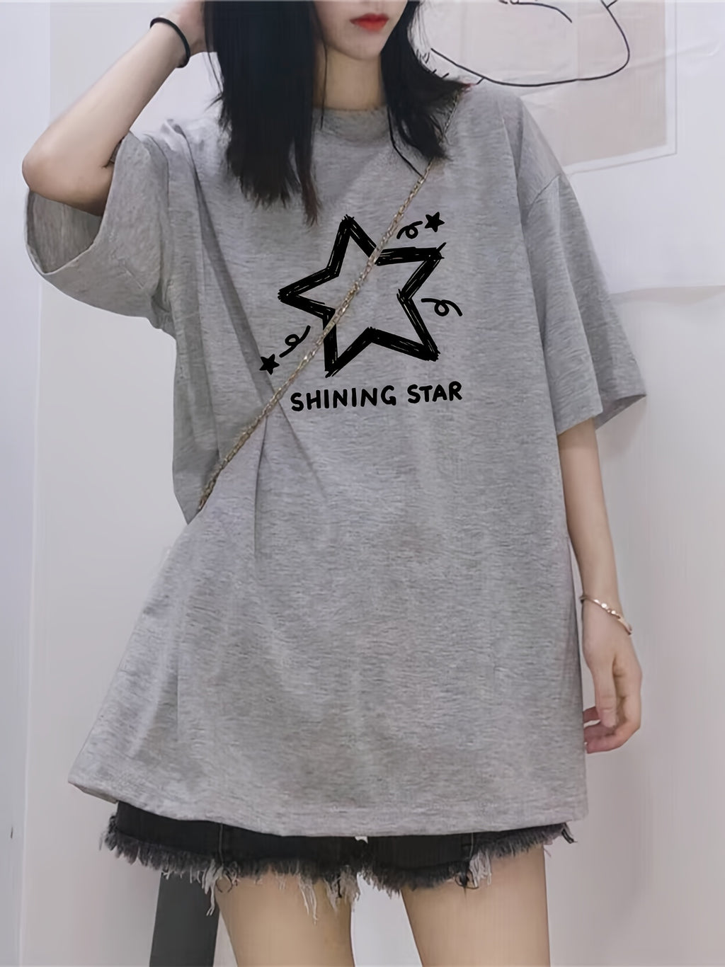 Plus Size, Women's Plus Size Oversized T-Shirt - Loose Fit Casual Everyday & Formal Tops - Soft Everyday Korean\u002FJapanese Style Blouse - Machine Washable Spring\u002FSummer Wardrobe Essential, Medium Stretch Fabric