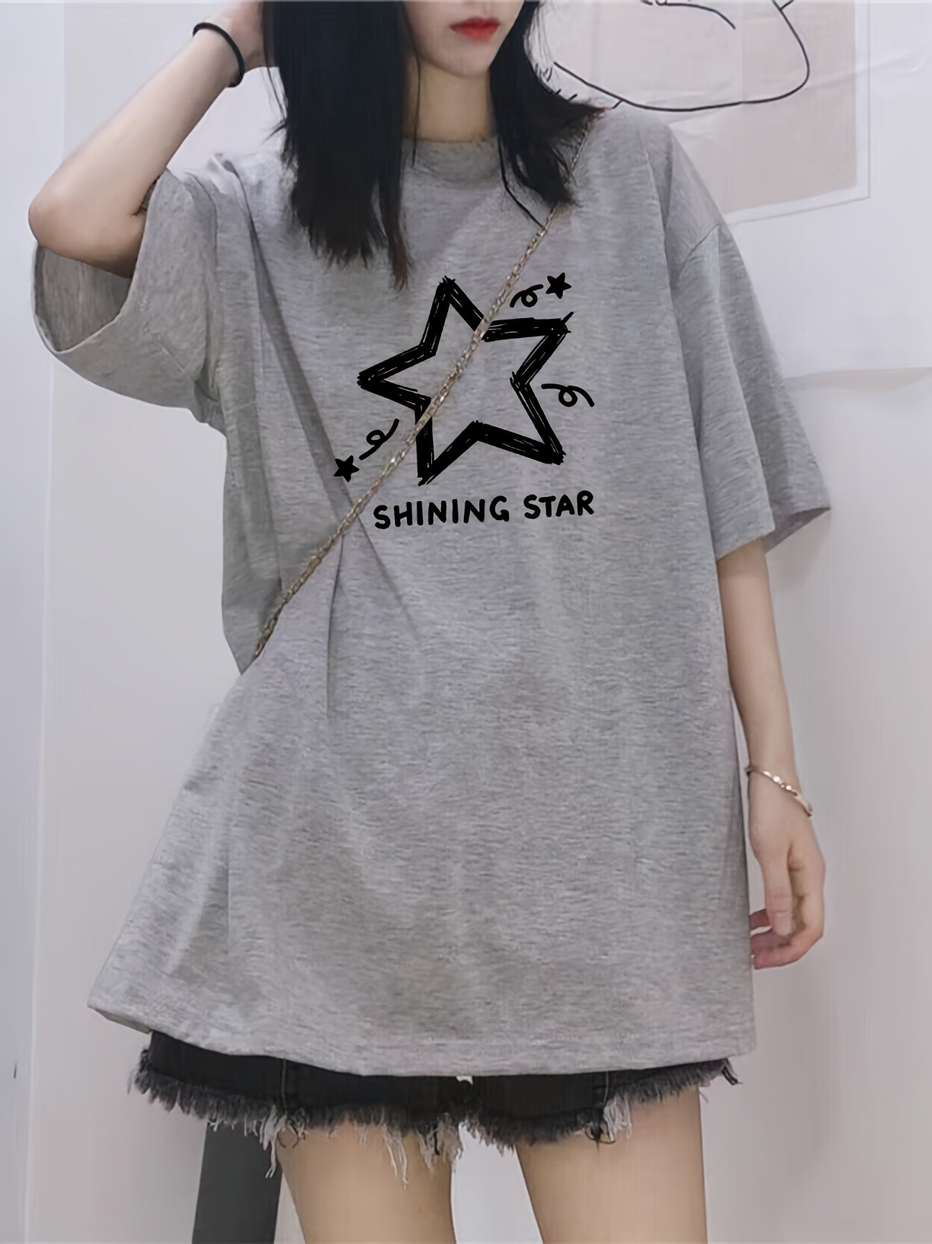 Plus Size, Women's Plus Size Oversized T-Shirt - Loose Fit Casual Everyday & Formal Tops - Soft Everyday Korean\u002FJapanese Style Blouse - Machine Washable Spring\u002FSummer Wardrobe Essential, Medium Stretch Fabric