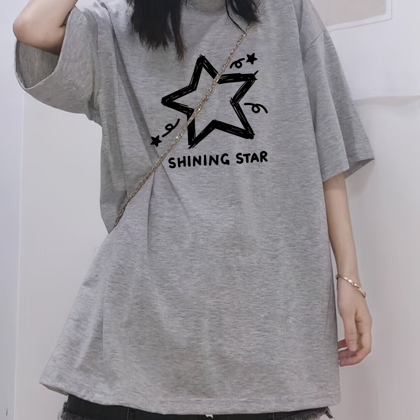 Plus Size, Women's Plus Size Oversized T-Shirt - Loose Fit Casual Everyday & Formal Tops - Soft Everyday Korean\u002FJapanese Style Blouse - Machine Washable Spring\u002FSummer Wardrobe Essential, Medium Stretch Fabric