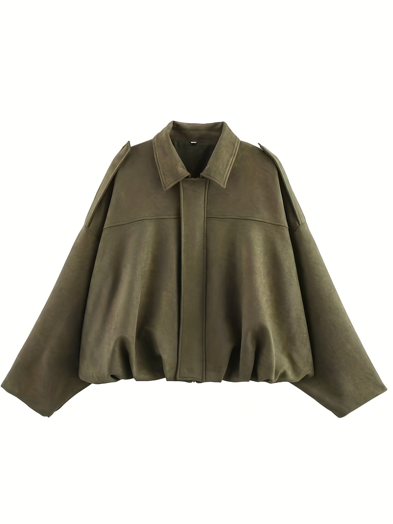 Women'S Elegant Long Sleeve Zip-Up Jacket - Casual, Button-Up, Solid Color with Lapel Collar, Perfect for Spring\u002FFall, Casual Outerwear|Sleek Jacket|Buttonup Closure