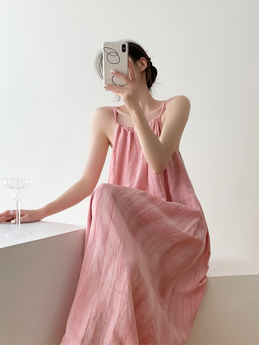 Women's Pink Tie-Dye Sleeveless Maxi Dress - Casual Elegant Beach Vacation Dress with Adjustable Waist Tie, Lightweight Summer Flowy Dress for Women, Hand Wash Only, Beach Dresses, Soft Fabric Gown