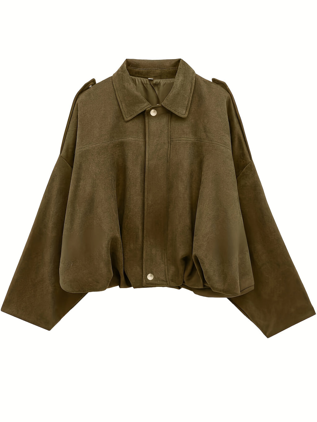 Women's Olive Jacket Olive Green Women's Casual Jacket | Loose Fit, Zip-Up with Button Details, Long Sleeves, Perfect for Spring\u002FFall, Casual Outerwear