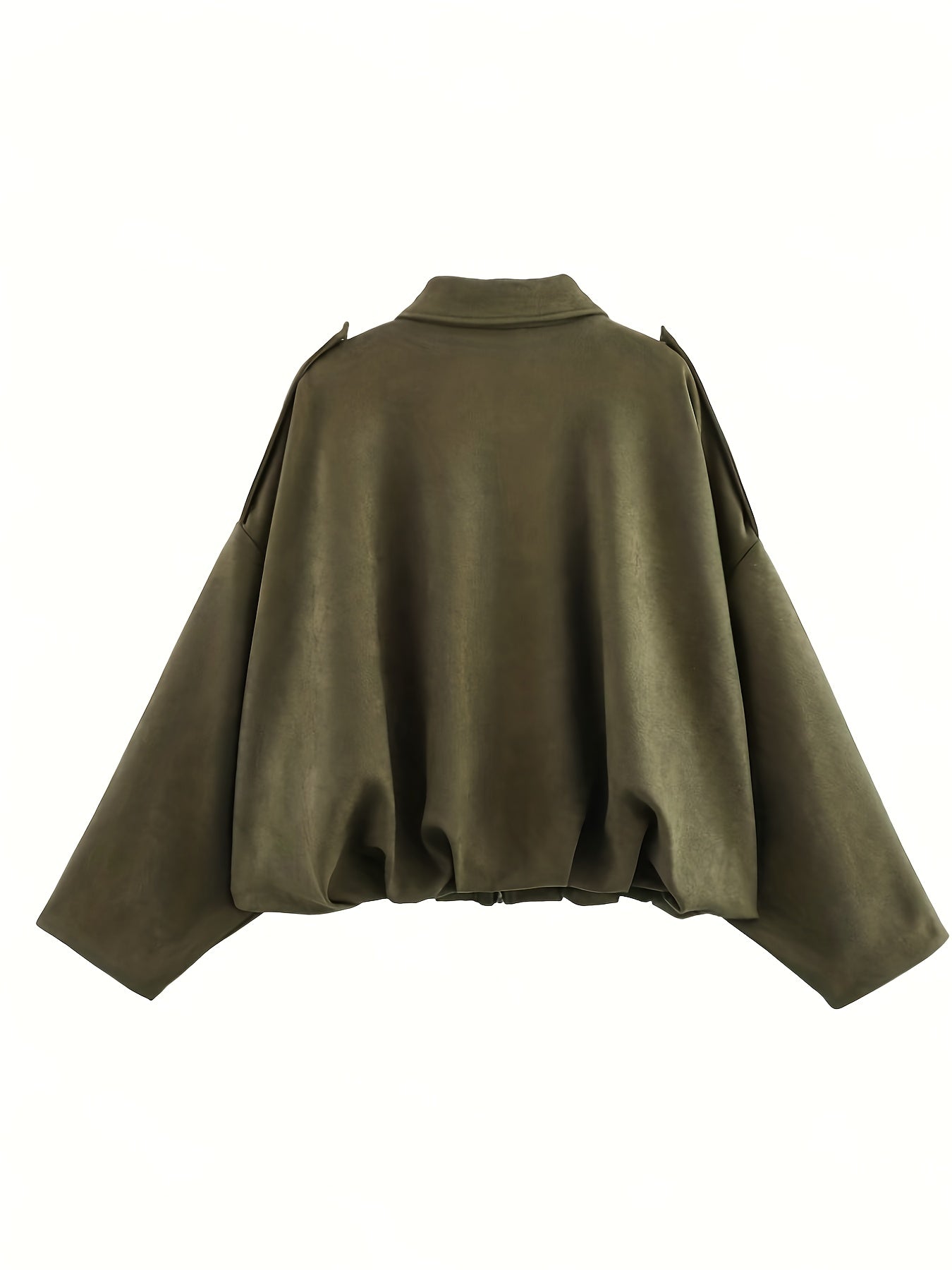 Women'S Elegant Long Sleeve Zip-Up Jacket - Casual, Button-Up, Solid Color with Lapel Collar, Perfect for Spring\u002FFall, Casual Outerwear|Sleek Jacket|Buttonup Closure