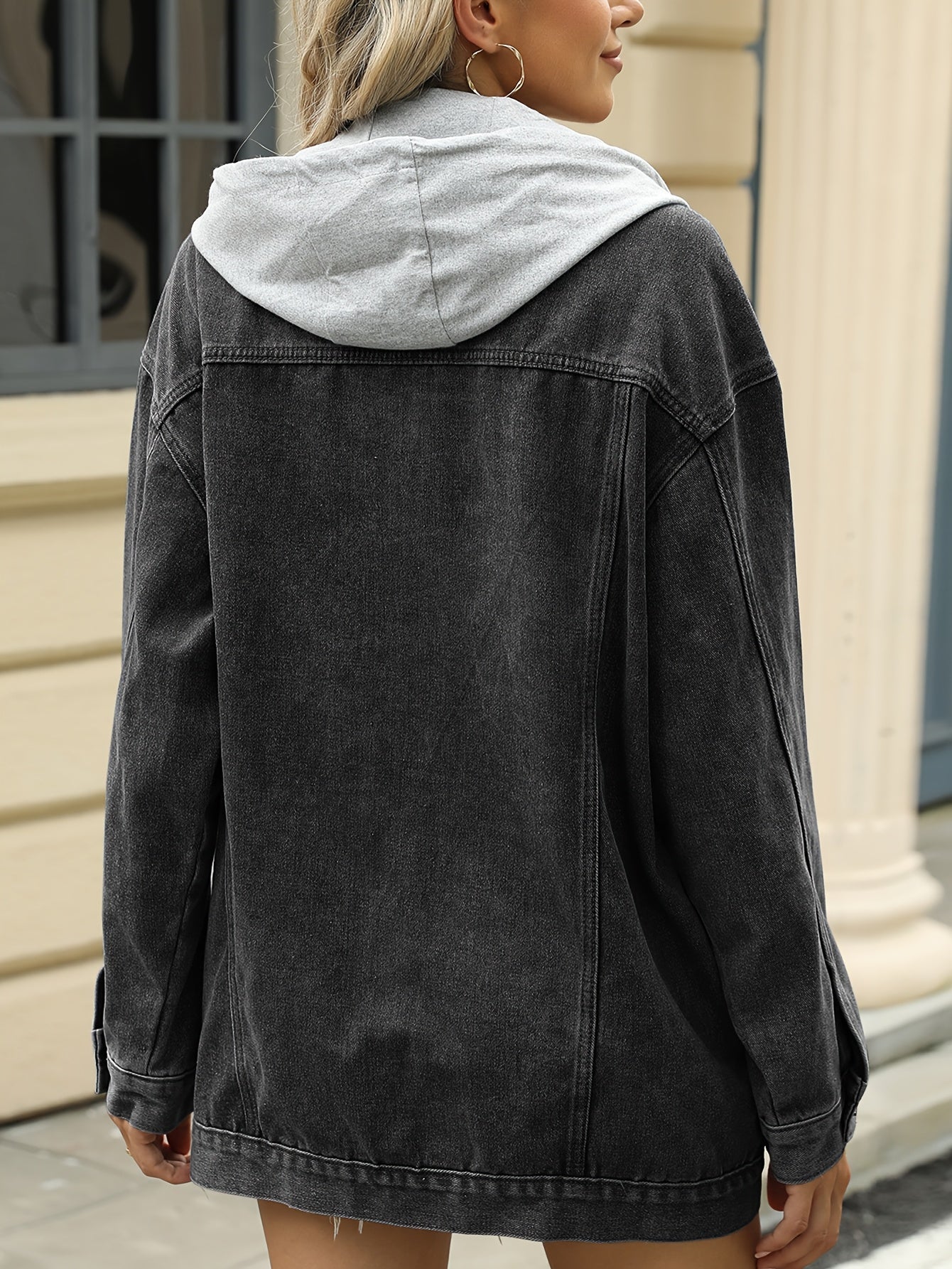 2025 Trendsetting Women's Raw Edge Denim Jacket - Light Wash Destroyed Long Sleeve Coat with Artistic Rips, Casual All-Season Everyday Outerwear, Hand Wash Only, Relaxed Fit Clothing