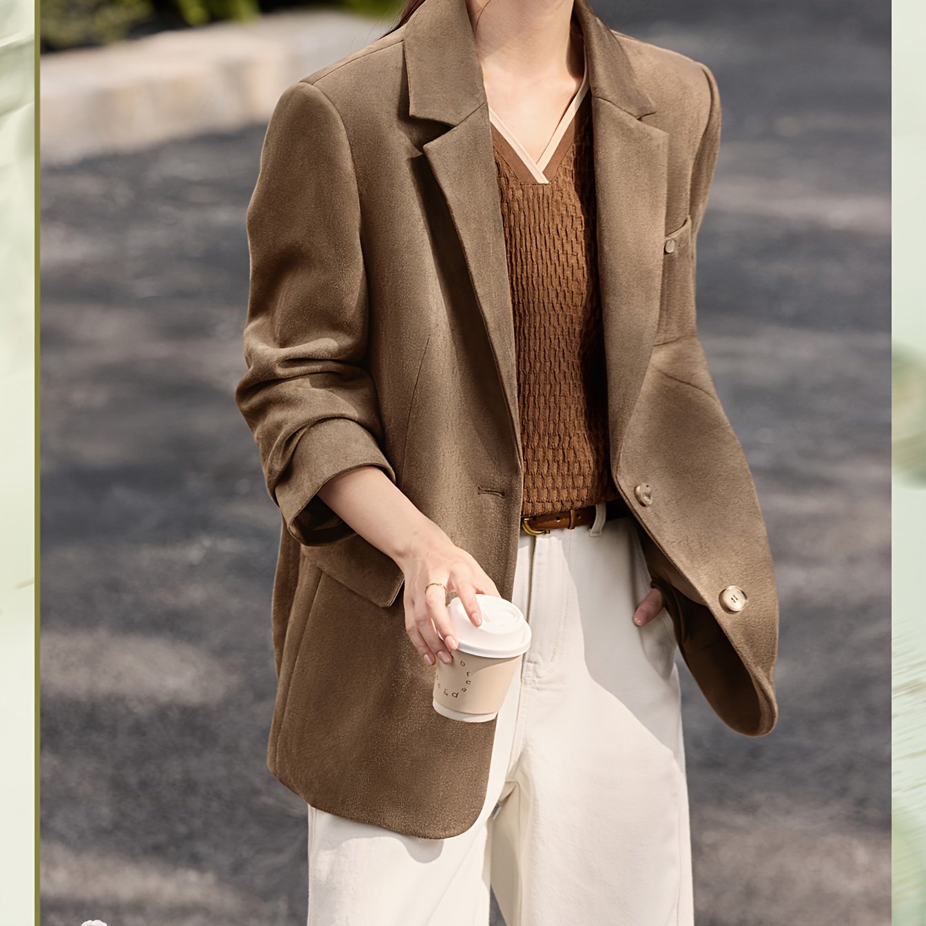 Women'S Blazer - Elegant Brown, Structured H-Silhouette Jacket for Office, Formal Events & Everyday - Spring\u002FFall Outerwear Coat - XWI Women'S Professional Suit Jacket, Office Wear, Raglan Sleeves, Tailored Fit, Stylish Outerwear, Working Women