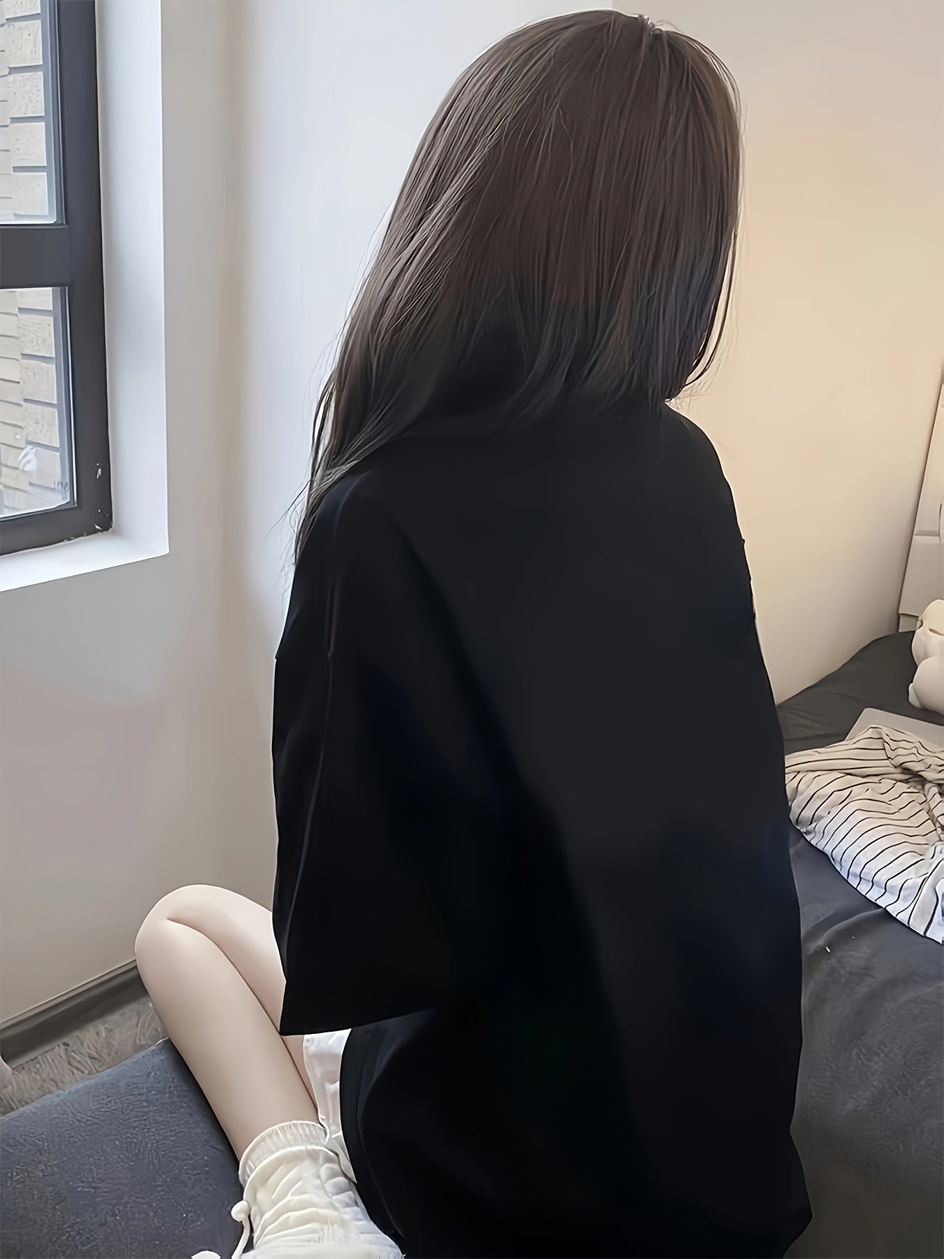 Women'S Plus Size Short Sleeve T-Shirt - Casual Korean Style, Loose Fit, Solid Color Tee with Bow Detail, Perfect for Spring\u002FSummer\u002FFall, Everyday Tshirt | Bowknot Detailing | Medium Stretch Fabric