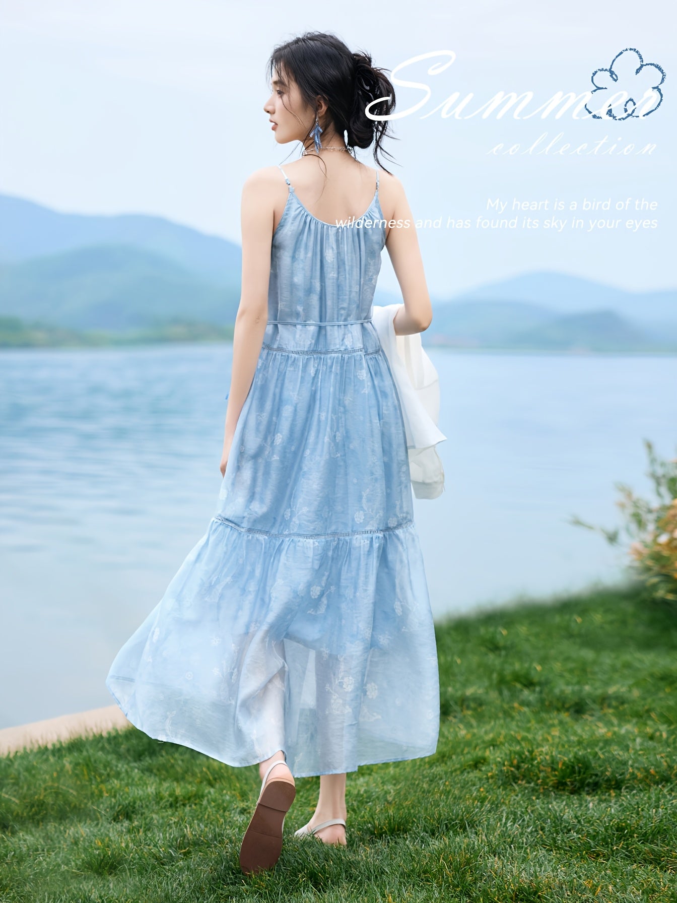 XWI Women's Lyocell Dress - Blue Tie-Dye Vacation Dress, Sleeveless Mid-Length H-Line Silhouette, Machine Washable Spring\u002FSummer Beachwear for Casual Outings & Resort Stays, Beach Dresses, Lightweight Fabric