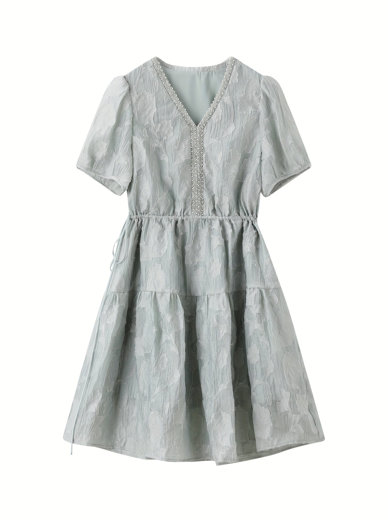 MOHOMO French Chic Short Dress MOHOMO French Chic Spring-Summer Short Dress with Drawstring Tie, Perfect for Holidays and Casual Attire