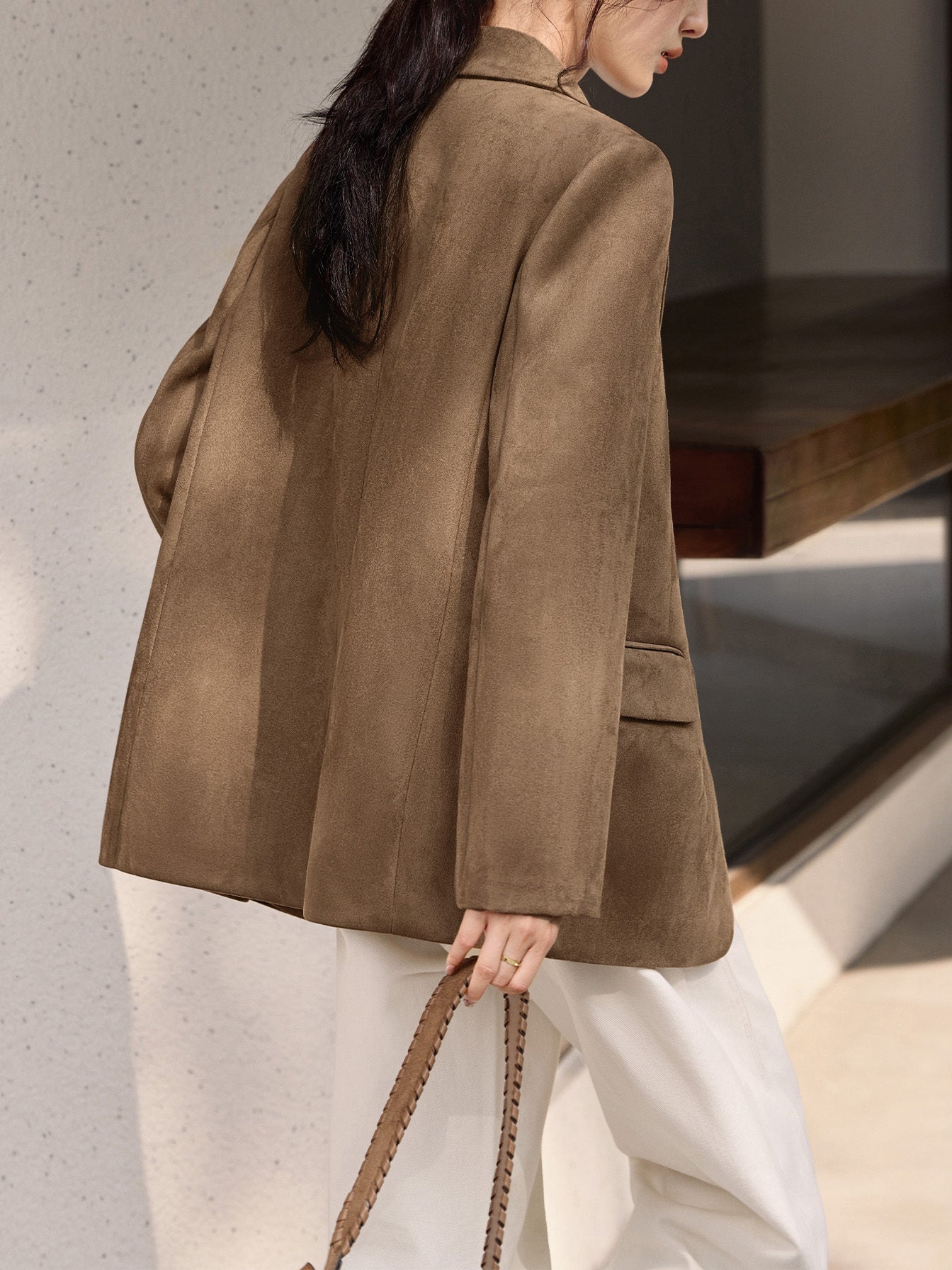 Women'S Blazer - Elegant Brown, Structured H-Silhouette Jacket for Office, Formal Events & Everyday - Spring\u002FFall Outerwear Coat - XWI Women'S Professional Suit Jacket, Office Wear, Raglan Sleeves, Tailored Fit, Stylish Outerwear, Working Women