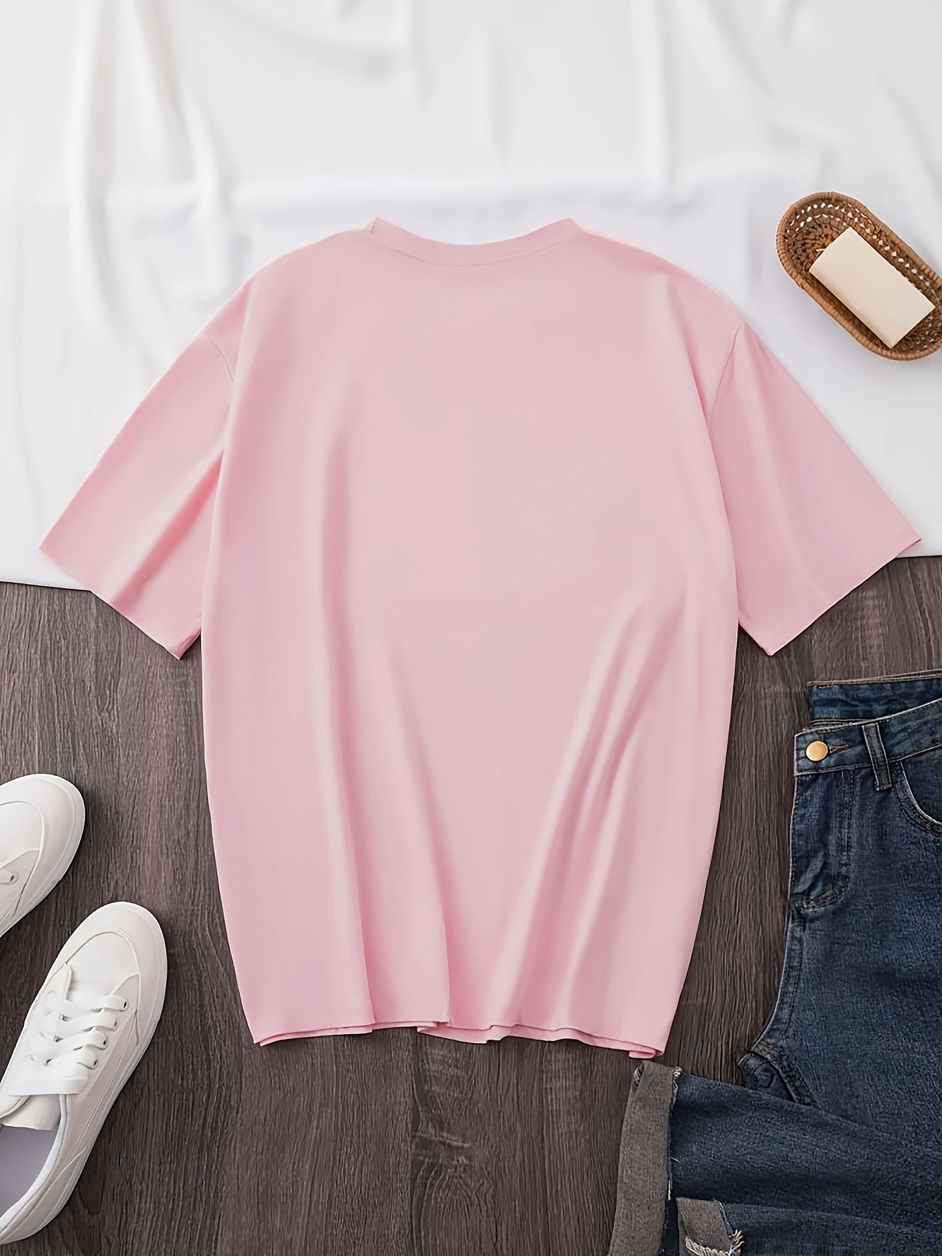 90's Print Plus Size Casual Short Sleeve Crew Neck T-shirt - Summer & Spring Women's Clothing